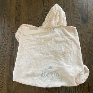 Pink baby hooded towel with monogram Alexia